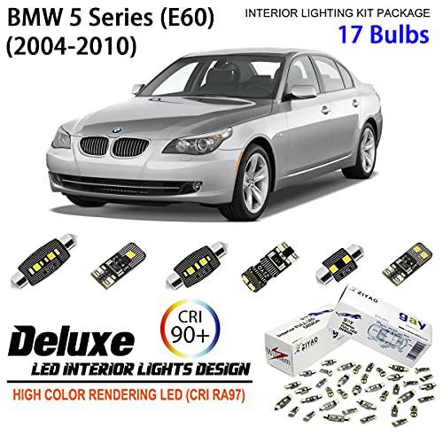 ZPL2560 (17 전구) 디럭스 LED 인테리어 라이트 키트 6000K 제논 화이트 돔 라이트 전구 교체용 2004-2010 BMW 5 시리즈 (E60) 세단