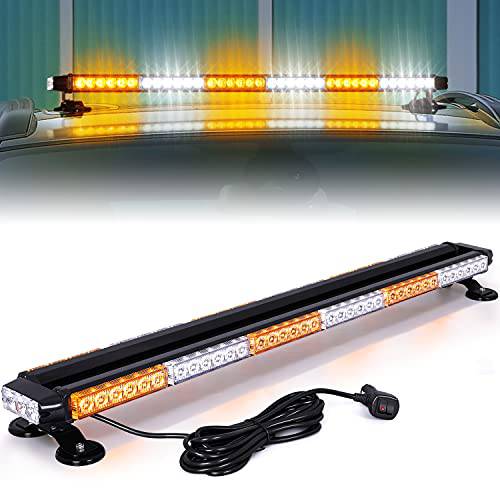 Linkitom LED 손전등, 플래시 라이트 라이트 바 -알루미늄 더블 사이드 플래시 37.5’’ 78 LED 고강도 비상 경고 라이트바 w/ 자석 베이스 세이프티,안전 공사현장 Plow 트럭 차량