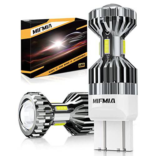 MIFMIA 7440 7443 LED 전구, 500% Brighter CSP LED 리버스 라이트, 7441 7444 T20 LED 백업 라이트 프로젝터 렌즈, 6500K 쿨 화이트, 팩 of 2