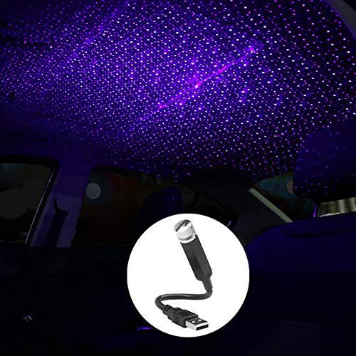 JWJAN USB 스타 프로젝터 나이트 Light，Adjustable 로맨틱 USB 라이트 방 장식 자동차 캠핑 루프 파티 ，자동차 인테리어라이트 내부 Your Car(Blue 퍼플)