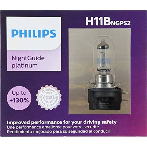 필립스 자동차 라이트닝 H11B NightGuide 플래티늄 업그레이드 헤드라이트전구, 팩 of 2