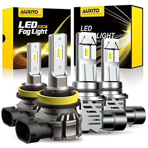 AUXITO H11/ H8/ H16 LED 포그라이트, 안개등 전구+ AUXITO 9006/ HB4 LED 헤드라이트,전조등 전구, 300% 밝기, 6500K