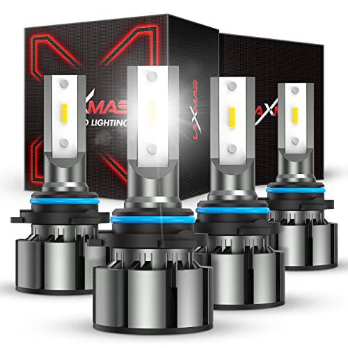 Laxmas LM2 9005 9006 LED 전구, 30000LM 500% Brighter HB3 HB4 하이 and 로우 빔, 6500K 쿨 Withe 슈퍼 브라이트 LED 변환 키트, 팩 of 4