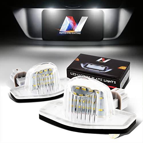 NUVISION 라이트닝 NVL-LPL-001 쌍, 세트 of 클리어 렌즈 화이트 LED 특허 플레이트 라이트 호환가능한 12-15 시빅/ 07-16 CR-V/ 10-15 어코드 크로스투어/ 09-11 Element
