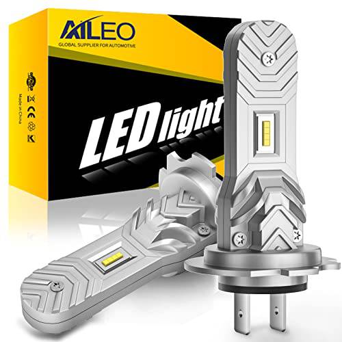 AILEO H7 LED 헤드라이트전구, 300% 밝기 50W 12000LM 슈퍼 브라이트 6000K 쿨 화이트 H18 H7 LED 전구 1:1 미니 사이즈 팬리스 간편 설치 교체용 키트 2 PCS
