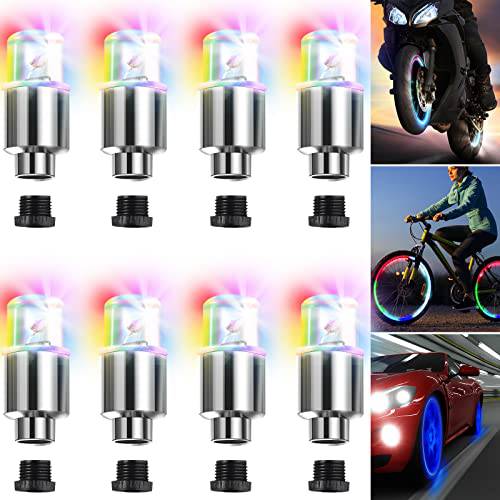LED 자동차 휠 라이트 플래시 타이어 휠 밸브 캡 라이트 자전거 타이어 밸브 스템 네온 라이트 Colorful 방수 LED 타이어 라이트 자동차 트렁크 자전거 자전거 오토바이 휠 (8 피스)
