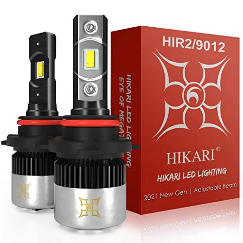 Hikari 9012/ Hir2 LED 전구, 12000LM 하이 루멘 듀얼 빔 LED 변환 키트, 30W 썬더 LED 호환 to 80W 보통주 LED, CANBUS Ready, 할로겐 업그레이드 교체용, 6000K 화이트