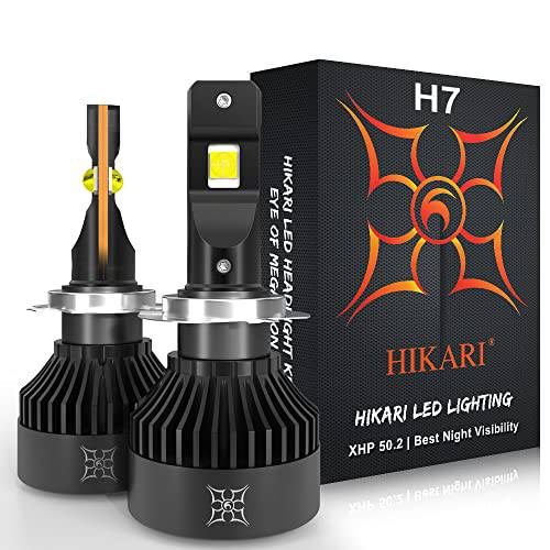 Hikari VisionPlus H7 LED 전구, 15000LM, 탑 XHP50.2 LED, 30W 호환 to 100W 보통주 LED, 하이 루멘 LED 키트, 할로겐 업그레이드 교체용, 6000K 화이트, IP68 방수