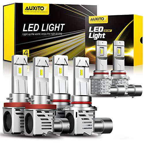 AUXITO 9005 H11 LED 헤드라이트전구, 전조등& 9145 LED 포그라이트, 안개등 전구 콤보 키트, 300% 밝기, 미니 사이즈, 할로겐 업그레이드 교체용