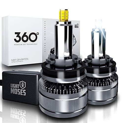 라이트 Moses H11 LED 헤드라이트전구, 전조등, H11/ H9/ H8, 360 도 라이트 Source, 80W, 6, 000K Sky 화이트, 12, 000Lumen, 하이/ 로우 빔