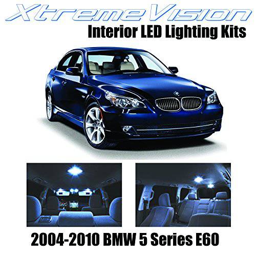 XtremeVision 인테리어 LED BMW 5 시리즈 E60 2004-2010 (17 피스) 쿨 화이트 인테리어 LED 키트+  설치 툴