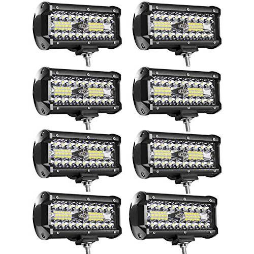Turboo LED 포트, 7 인치 120W LED 라이트 바, 24000LM 스팟플러드 콤보 오프로드 라이트 3열 LED 워크라이트 운전 안개등 픽업 트럭 지프 ATV UTV SUV 보트 라이트