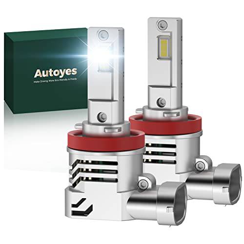 Autoyes H11/ H9/ H8 LED 헤드라이트전구, 전조등, 20000LM, 70W/ 쌍, 세트 5 Times Brighter Energy-saving LED 헤드라이트 자동차 할로겐 업그레이드 교체용 6000K 화이트 IP68 방수 (팩 of 2)