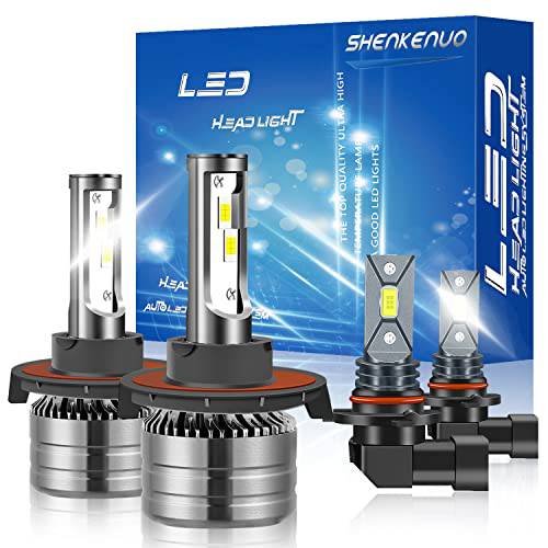 SHENKENUO 호환 포드 F-250/ F-350/ F-450/ F-550 (2005-2020）9008/ H13 하이/ 로우 빔 LED 헤드라이트전구, 전조등+ 9145 LED 포그라이트, 안개등 전구, 400% 밝기, 6500K 쿨 화이트, 팩 of 4