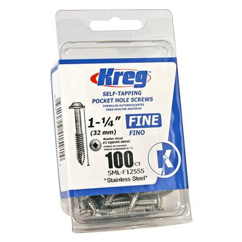 Kreg SML-F125S5-100 305 Stainless-Steel 포켓 스크류, 1-1/ 4 7 Fine-Thread, Washer-Head (100 Count)