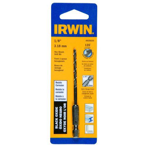 Irwin Tools 4935636 BlackOxide 육각생크 드릴 비트, 1/ 8-Inch