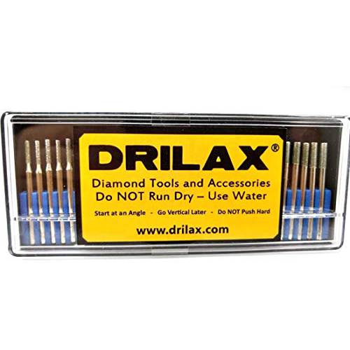 Drilax 30 pcs 세트 2mm and 3mm 믹스 다이아몬드 드릴 비트 Cylindrical Bur 키트 쥬얼리 비치 시솔트 글래스 쉘 보석 보석세공인 생크 1/ 8 인치