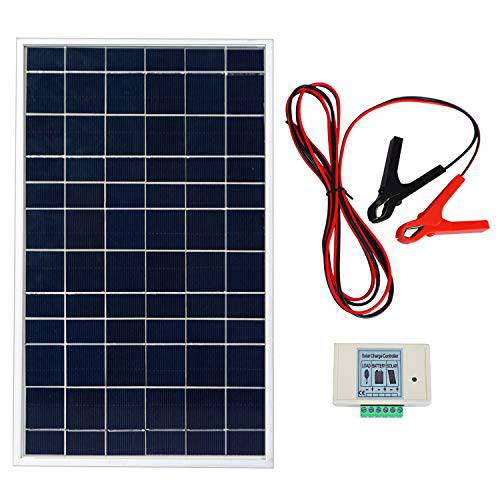 ECO-WORTHY 10W 12V 휴대용 방수 PV 다결정 태양광 패널 시스템 키트 충전 컨트롤러 30 a 배터리 클립,핀 어댑터