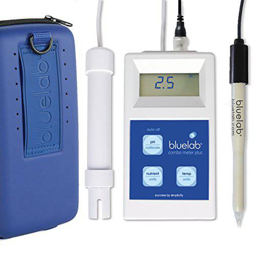 Bluelab  콤보 미터 플러스 - 소형, 휴대용 디지털 Hydroponic 영양소 and pH 미터 측정 pH 조절,  전도도&  온도 in 흙&  식물 - 정확한 pH 측정 - 보너스 Carry 케이스 포함