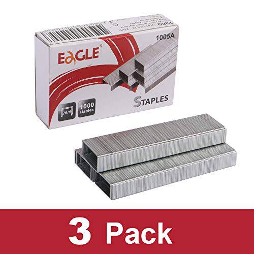 Eagle STAPLES, 스탠다드 1/ 4-Inch 다리 Length, 1000 STAPLES per 박스, 팩 of 3 Boxes, 3000 STAPLES in Total