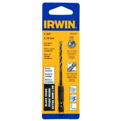 Irwin Tools 4935635 BlackOxide 육각생크 드릴 비트, 7/ 64-Inch