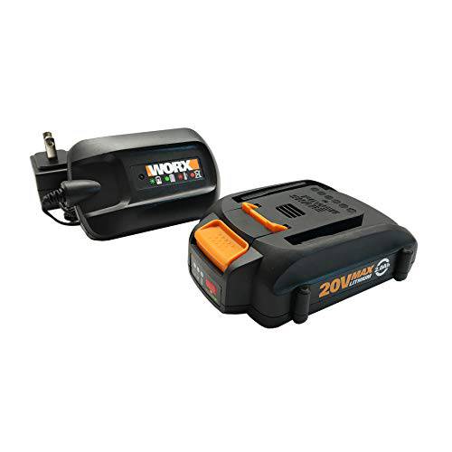 WORX WA3606, 2.0Ah, 인디케이터, 5 hr 충전 시간 20V 배터리 and 충전기,  블랙&  오렌지
