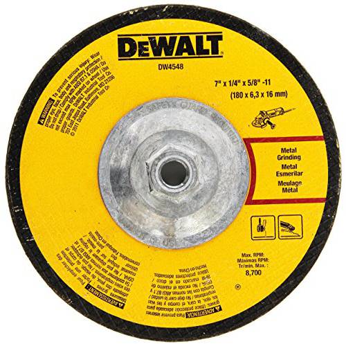 DEWALT DW4548 7-Inch by 1/ 4-Inch by 5/ 8-Inch-11 고성능 고속 메탈 그라인딩 휠