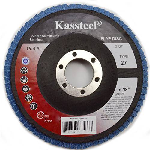 Kassteel 67332 하이 농도 블루 지르코니아 타입 T27 36 그릿 점보 덮개 원형 10 팩, 7 x 7/ 8