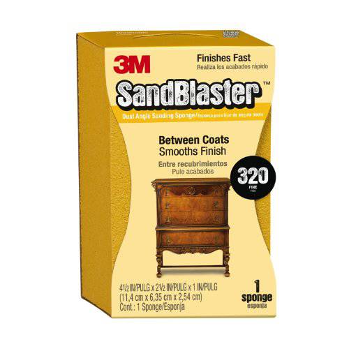 3M SandBlaster 듀얼 앵글 샌딩 스펀지, 320-Grit, 4 1/ 2 in. by 2 1/ 2 in. ( 포장은다를수있습니다)