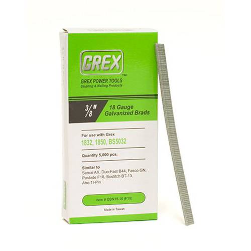 GREX GBN18-10 18 게이지 3/ 8-Inch Length 아연도금 브래드 네일 (5, 000 per 박스)