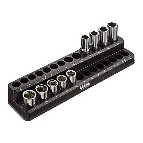 ARES 70233-26-Piece 1 4 in 미터법 마그네틱,자석 소켓 오거나이저,수납함,정리함 -BLACK -Holds 13 스탠다드 Shallow and 13 딥 소켓 -Perfect Your 툴 박스 -Also Available in 블루
