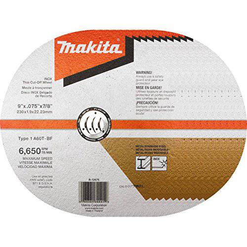 Makita B-12675-10 9 x .075 x 7/ 8 이녹스 Thin Cut-Off 휠, 60 그릿, 10/ Pk