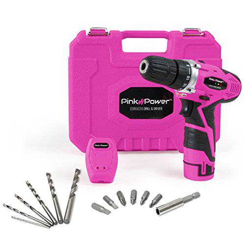Pink Power PP121LI 12V 무선 드릴 드라이버 공구세트 Women- 툴 케이스 리튬 이온 전기,전동 드릴 드릴 세트 배터리 충전기