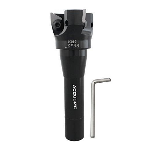 Accusize Industrial Tools 2’’ 카바이드 Indexable End 밀,분쇄기, R8 생크,  3 Pc Tpg 322 인서트, 0046-0916