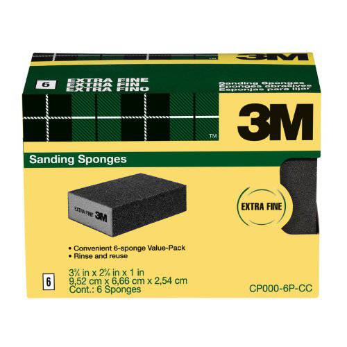 3M  샌딩 스펀지, 엑스트라 파인,가는 그릿, 6-Pack (CP000-6P-CC)