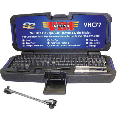 VIM Tools VHC77 ’77-Piece’ 1/2,하프 Cut Stubby 비트 세트