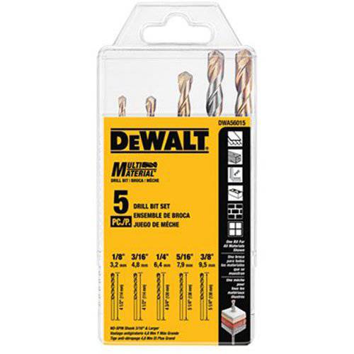 DEWALT DWA56015 Multi-Material 드릴 비트 세트, 5-Piece
