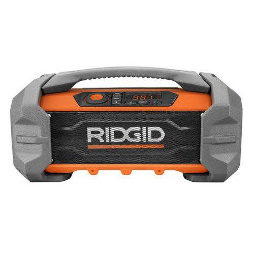 Ridgid R84087 18V 리튬 이온 무선/  유선 작업장 라디오 블루투스, Aux, and AM/ FM capabilities (AAA 배터리 and Aux 케이블 포함, 18V 배터리 Not 포함)