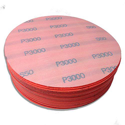 Red Label Abrasives 5 인치 3000 그릿 고성능 후크 and 루프 Wet/ 드라이 자동차바디 필름 원형사포, 50 팩