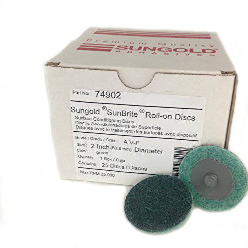 Sungold Abrasives 74902 Non 직물 서피스 조절 R-Type 퀵 체인지 디스크, 2-Inch, 그린 (25/ 박스)