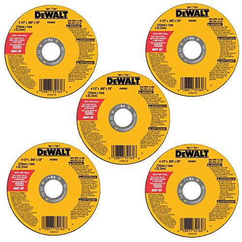 DEWALT 커팅 휠 일반 목적 메탈 커팅 4-1 2-Inch 5-Pack DW8062B5