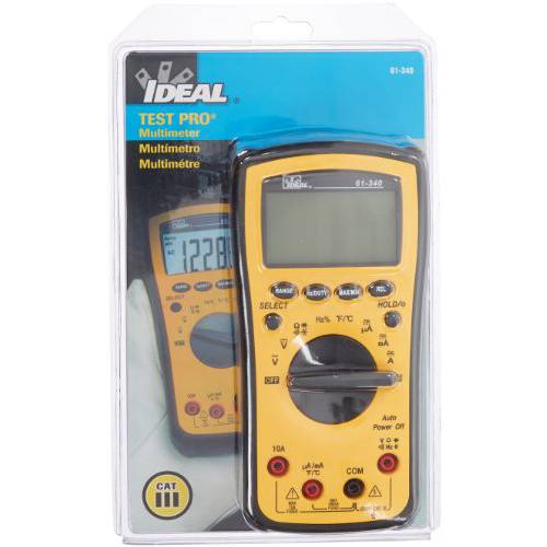 Ideal Industries 61-340 Test-Pro 디지털 Multi-Meter 온도, 캡, Hz, 백라이트, CATIII 600v, Yellow