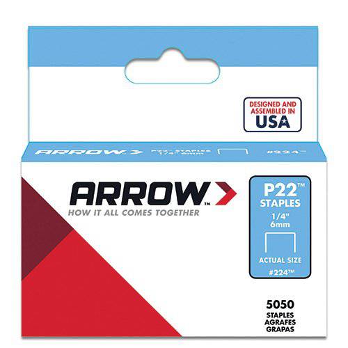 Arrow Fastener 224 정품 P22 1/ 4-Inch STAPLES, 5, 050-Pack