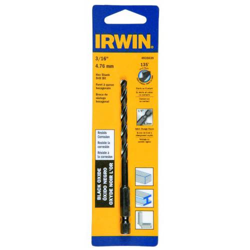 Irwin Tools 4935639 BlackOxide 육각생크 드릴 비트, 3/ 16-Inch