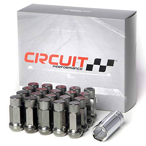 Circuit Performance  단조 스틸 Extended 육각 러그 너트 애프터마켓 휠: 12x1.5 하이퍼 블랙 - 20 피스 세트+  툴