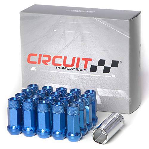 Circuit Performance  단조 스틸 Extended 오픈 End 육각 러그 너트 애프터마켓 휠: 12x1.5 블루 - 20 피스 세트+  툴