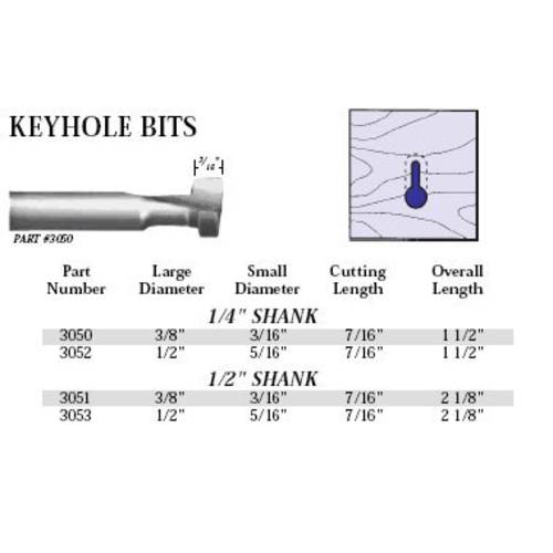 Whiteside Router Bits 3053 Keyhole 비트 1/ 2-Inch 라지 직경 and 7/ 16-Inch 커팅 Length