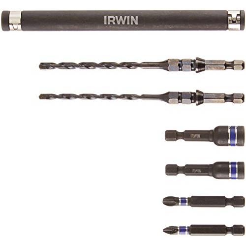 IRWIN 툴 1881080 충격 퍼포먼스 Series 콘크리트 스크류 Drill-Drive 설치 세트 3/ 16-Inch and 1/ 4-Inch 스크류, 7-Piece