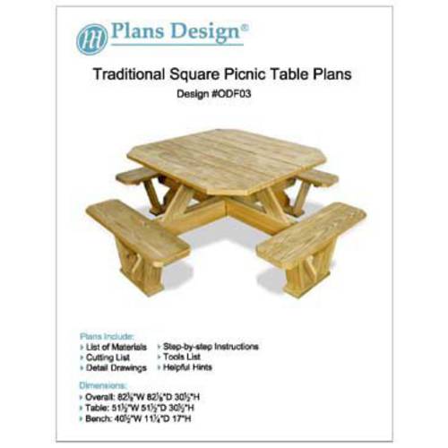 전통 사각 피크닉 테이블/ Benches 목공 Plans, ODF03