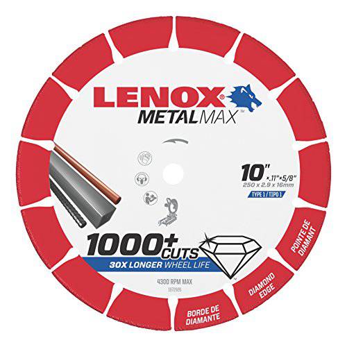 LENOX 툴 METALMAX Cut Off 휠, 다이아몬드 엣지, 10-Inch x 5/ 8-Inch (1972926)